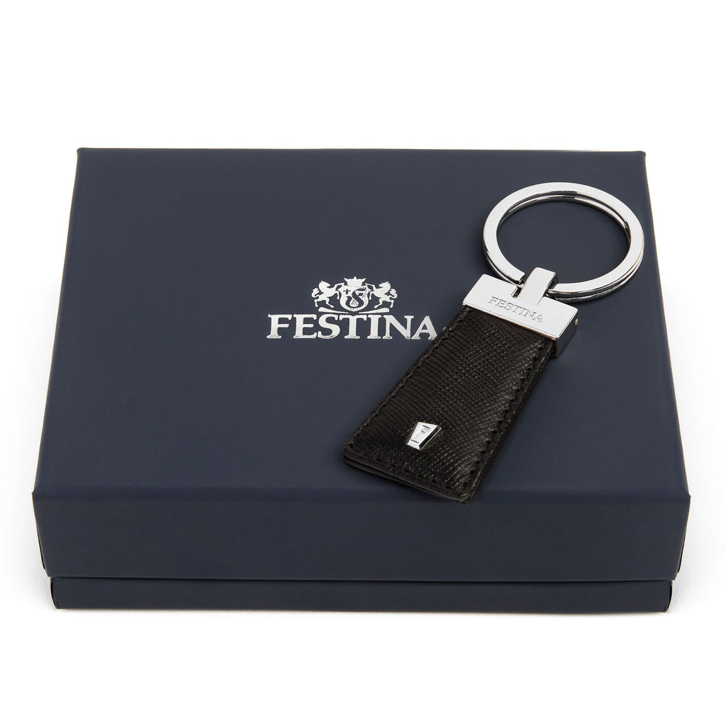 Men's designer key holders Festina Black leather Key ring Chronobike