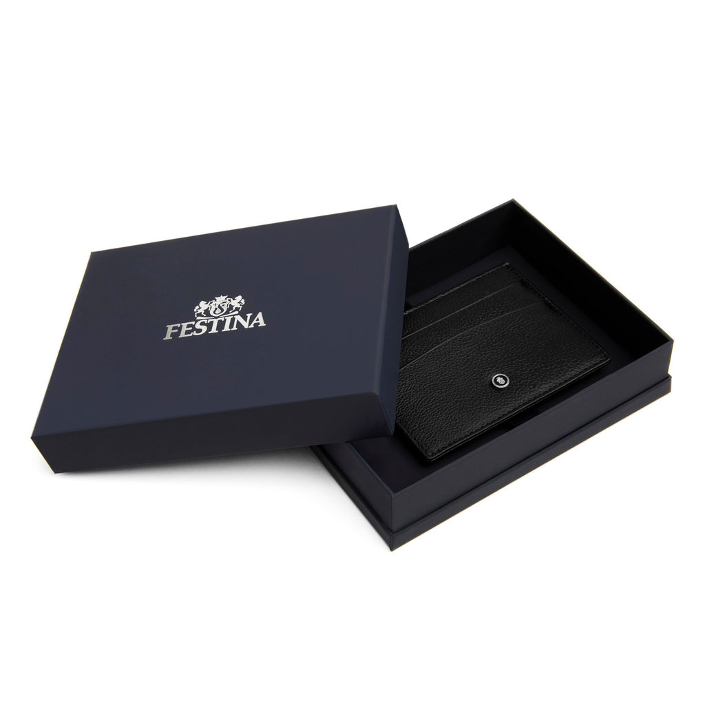   Men's RFID wallets Festina black leather card holder BUTTON 
