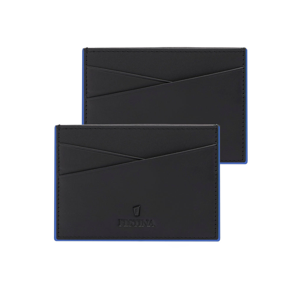 Set with Festina blue ballpoint pen & black card holder with blue edges 