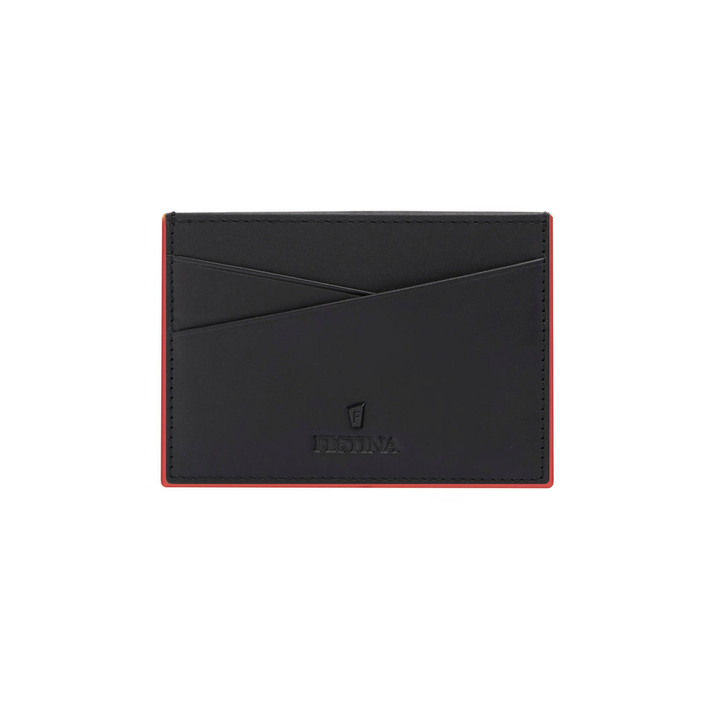 FESTINA Red Leather Card holder Black Edition with F metal logo