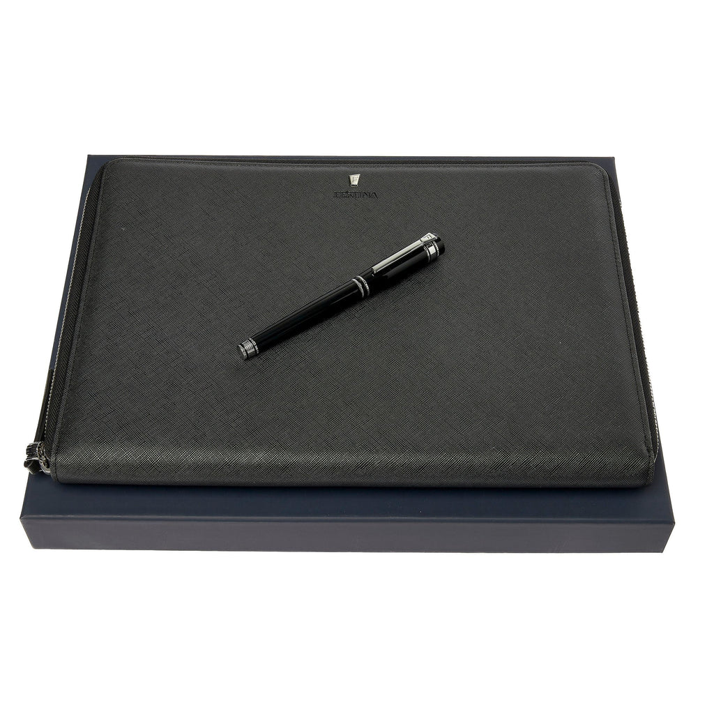 Gift set for men 2pc Festina Black fountain pen & A4 conference folder