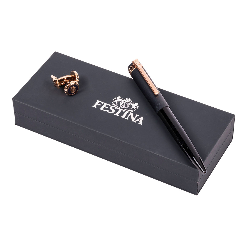 Shop FESTINA Rose gold navy ballpoint pen & cufflinks gift set in HK