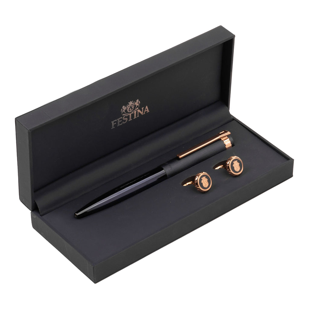 Shop FESTINA Rose gold navy ballpoint pen & cufflinks gift set in HK