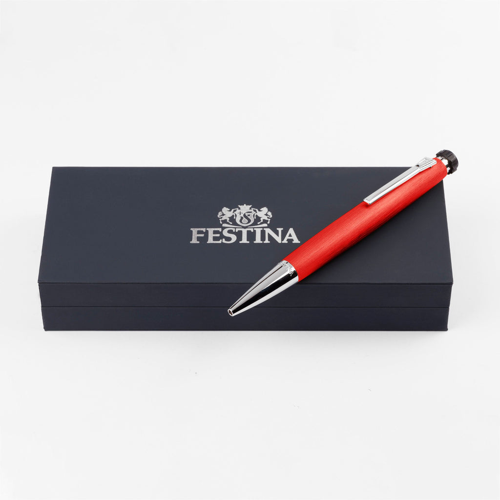 FESTINA red ballpoint pen Chronobike with watch crown shape on top