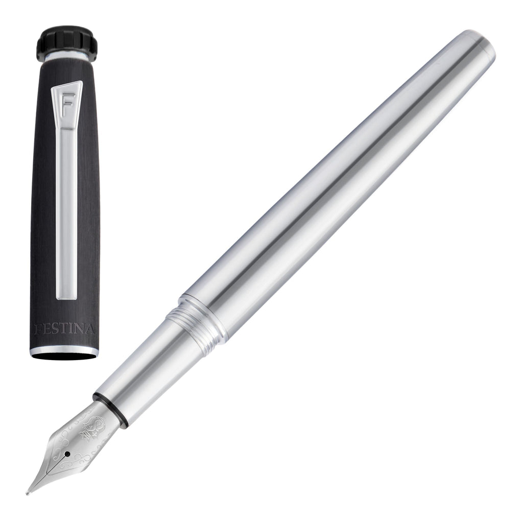 FESTINA chrome-plated fountain pen Chronobike with black logo on top