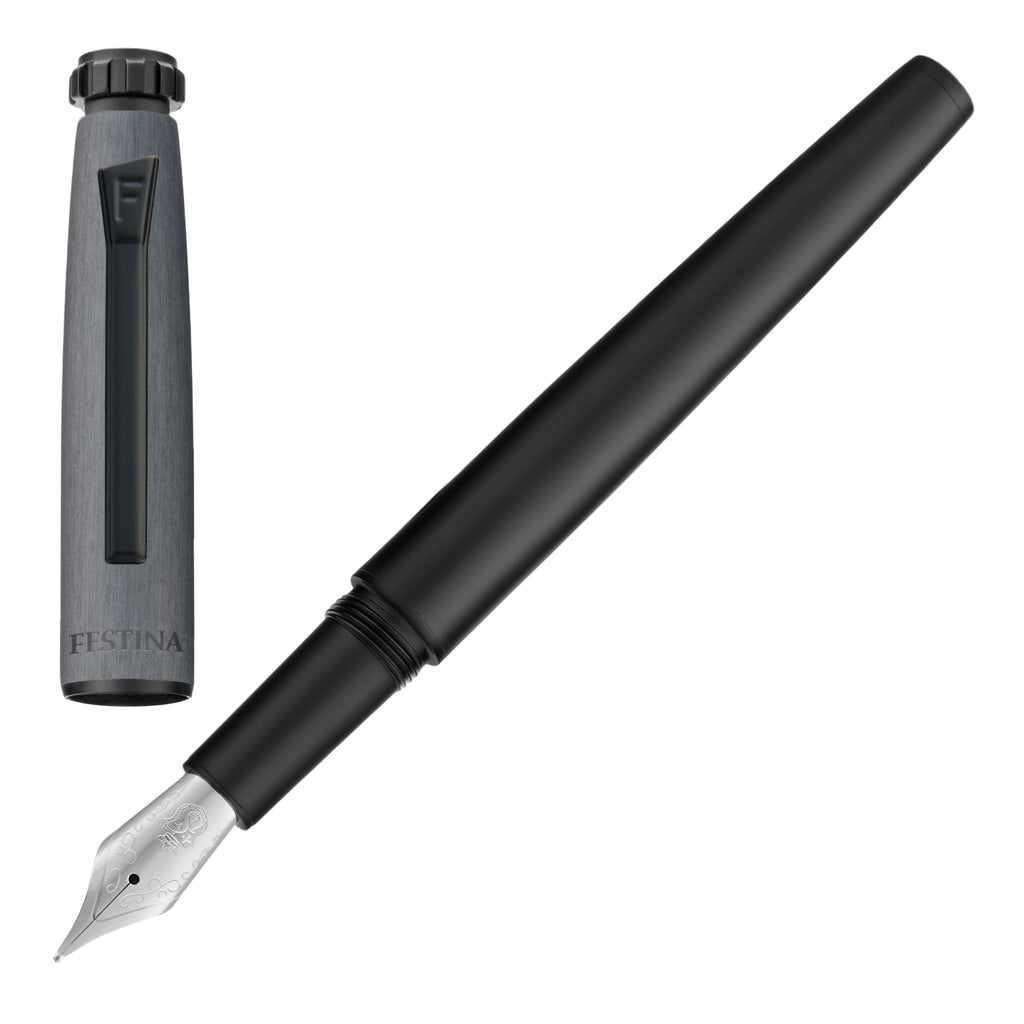 FESTINA grey brushed fountain pen Chronobike with black-plated clip