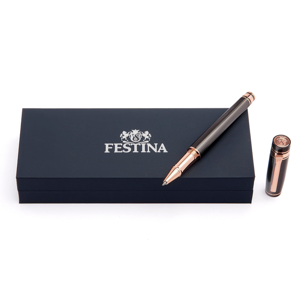 Luxury branded gifts FESTINA Rollerball pen Bold Stripe Gun & Rosegold