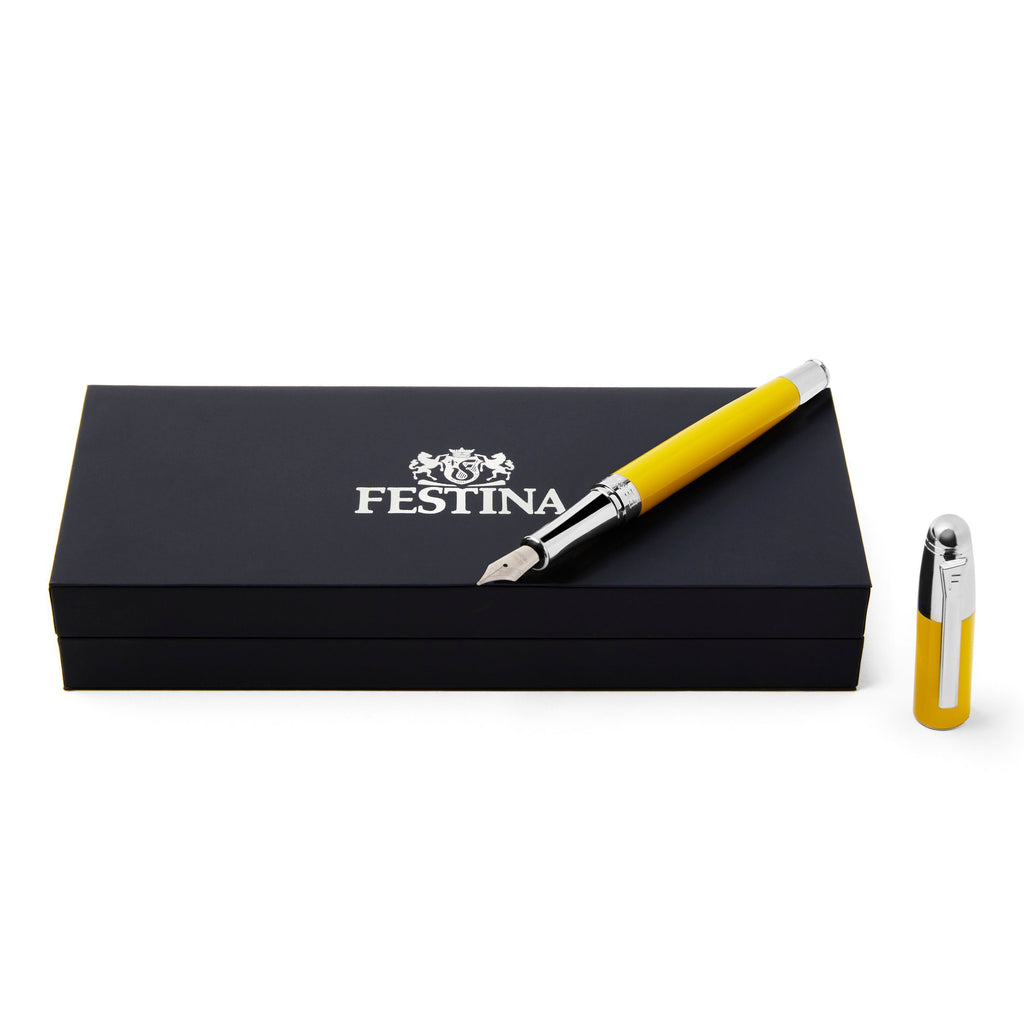 Writing instruments Festina yellow chrome fountain pen CLASSICIALS