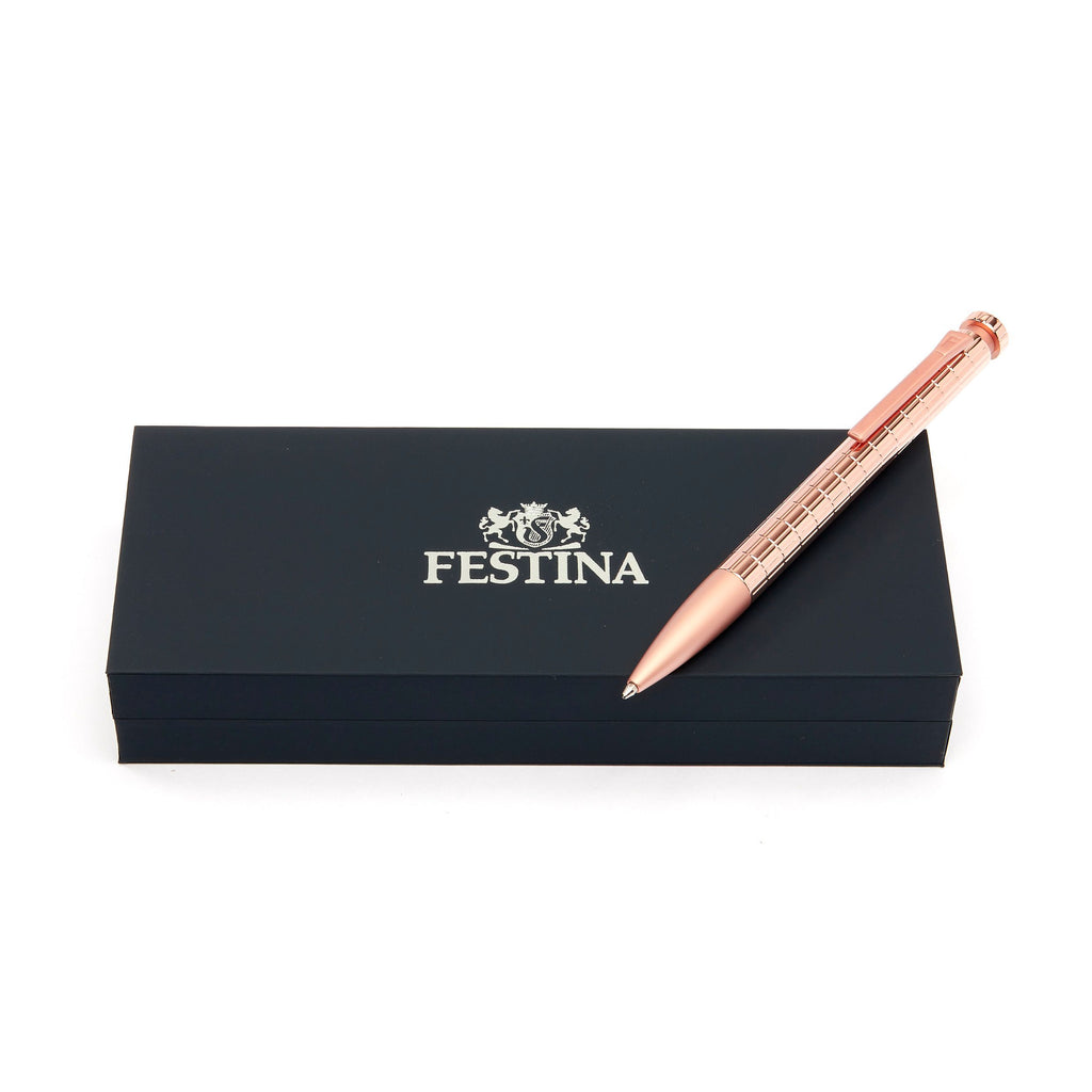 FESTINA Rose Gold Diamond Ballpoint pen Mademoiselle with iconic F clip