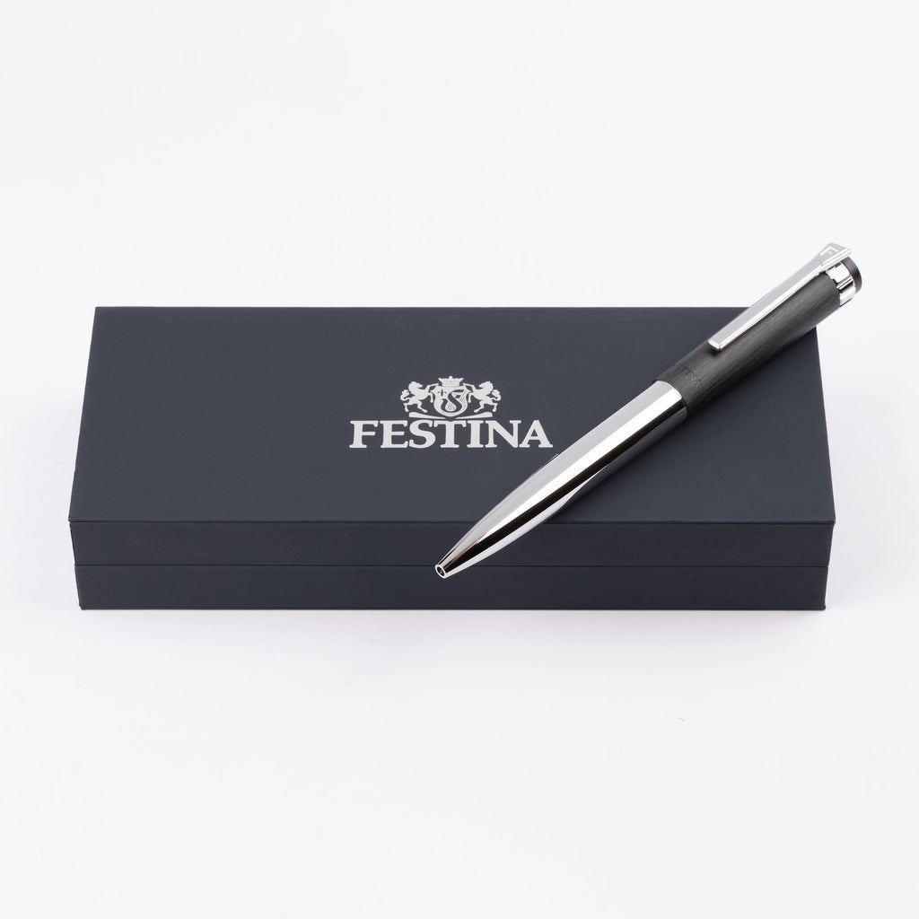 Gift for him FESTINA chrome black Ballpoint pen Prestige 