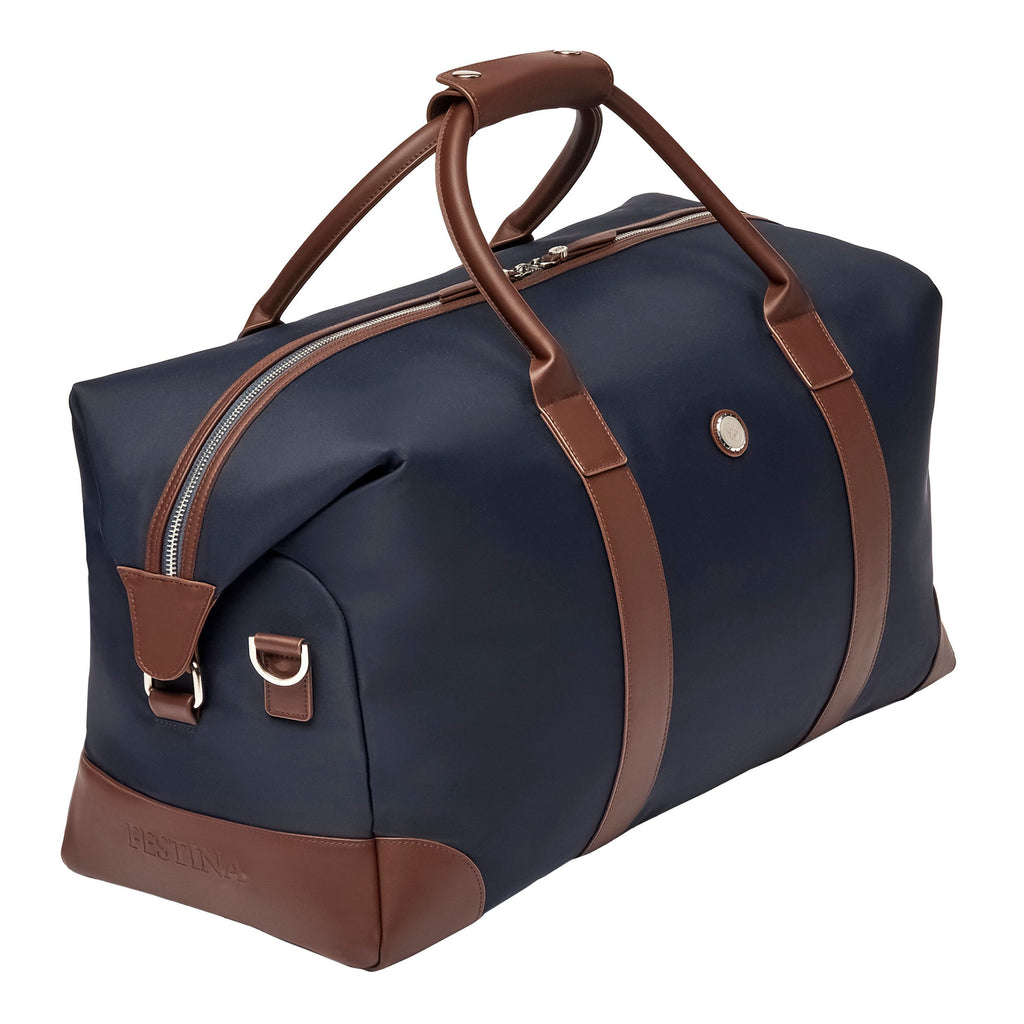   Men's duffle bags FESTINA trendy navy & brown Travel bag Button 