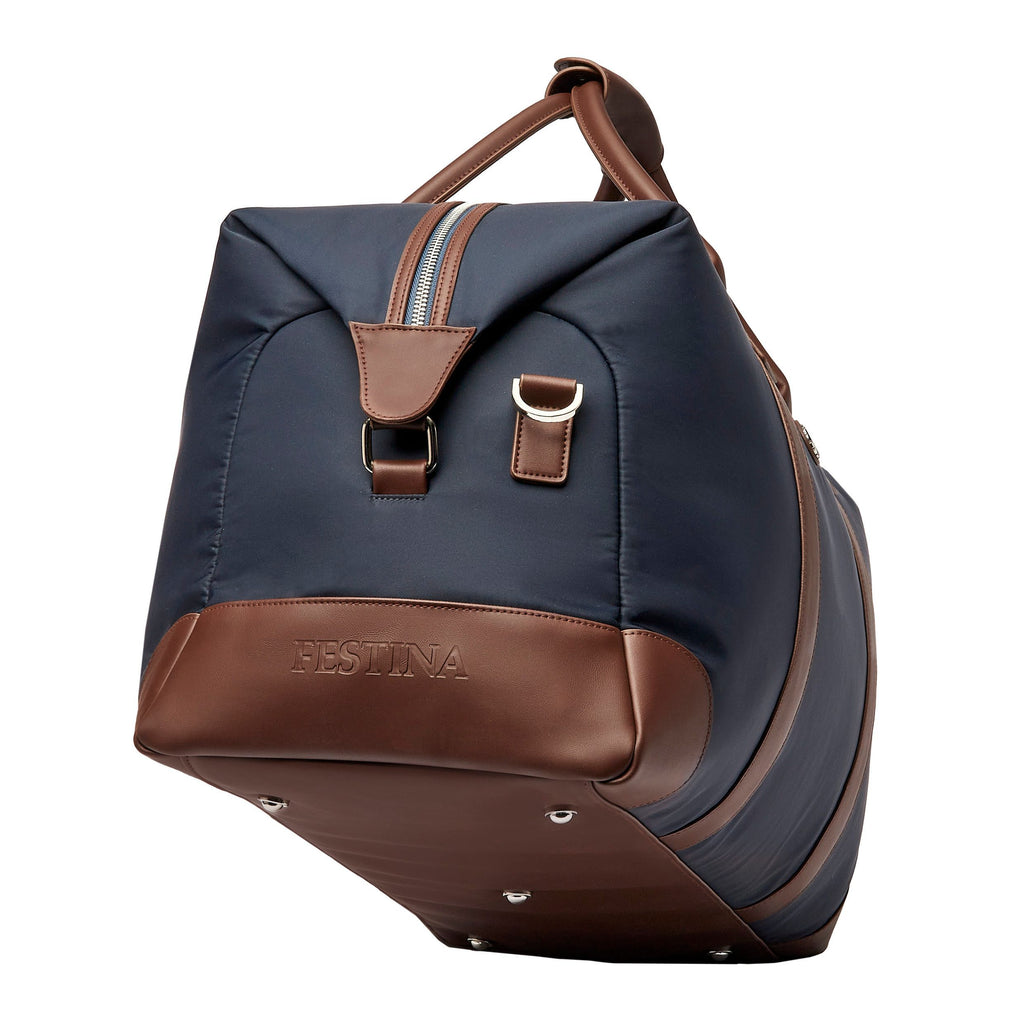  Men's duffle bags FESTINA trendy navy & brown Travel bag Button 
