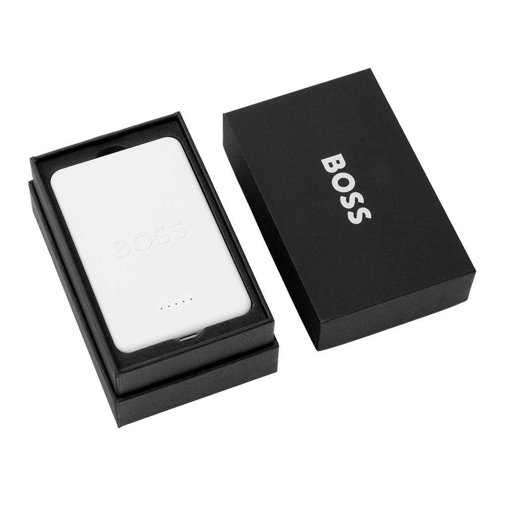 Rubberized Magsafe portable charger HUGO BOSS White Power bank Iconic
