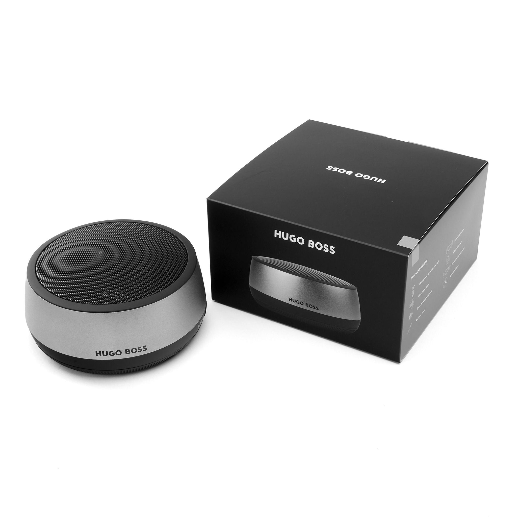 Men's luxury wireless speaker Hugo Boss dark chrome Speaker Gear Luxe – Luxury Corporate Gifts
