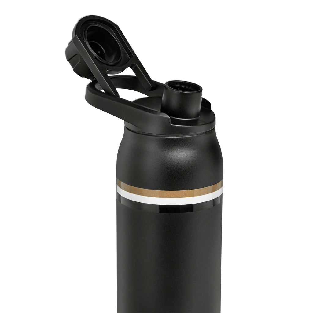 BOSS black matt plated isothermal flask with iconic colors imprinted