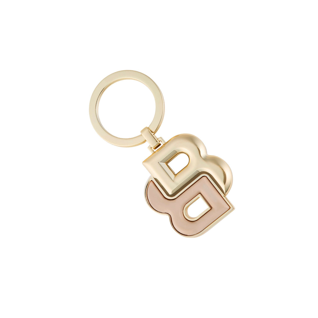 BOSS key ring with Double B in gold-plated & nude rubberized color