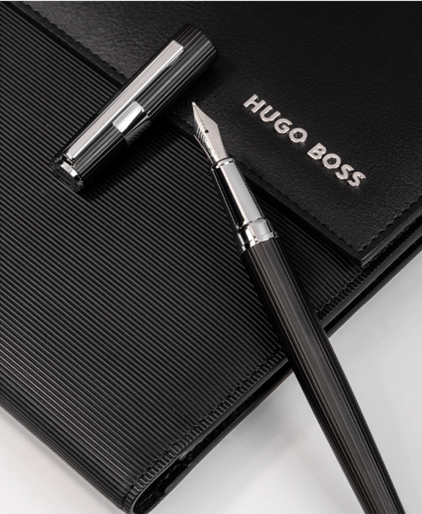 Men's designer meeting folders HUGO BOSS Black A5 Folder Pinstripe 