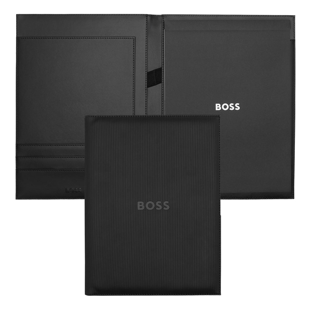 BOSS Black A4 Folder Formation Line with textured pattern & grey logo