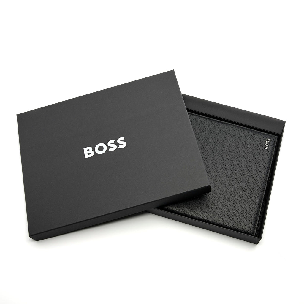 BOSS Black A5 Folder Monogram with BOSS iconic pattern & metal plate