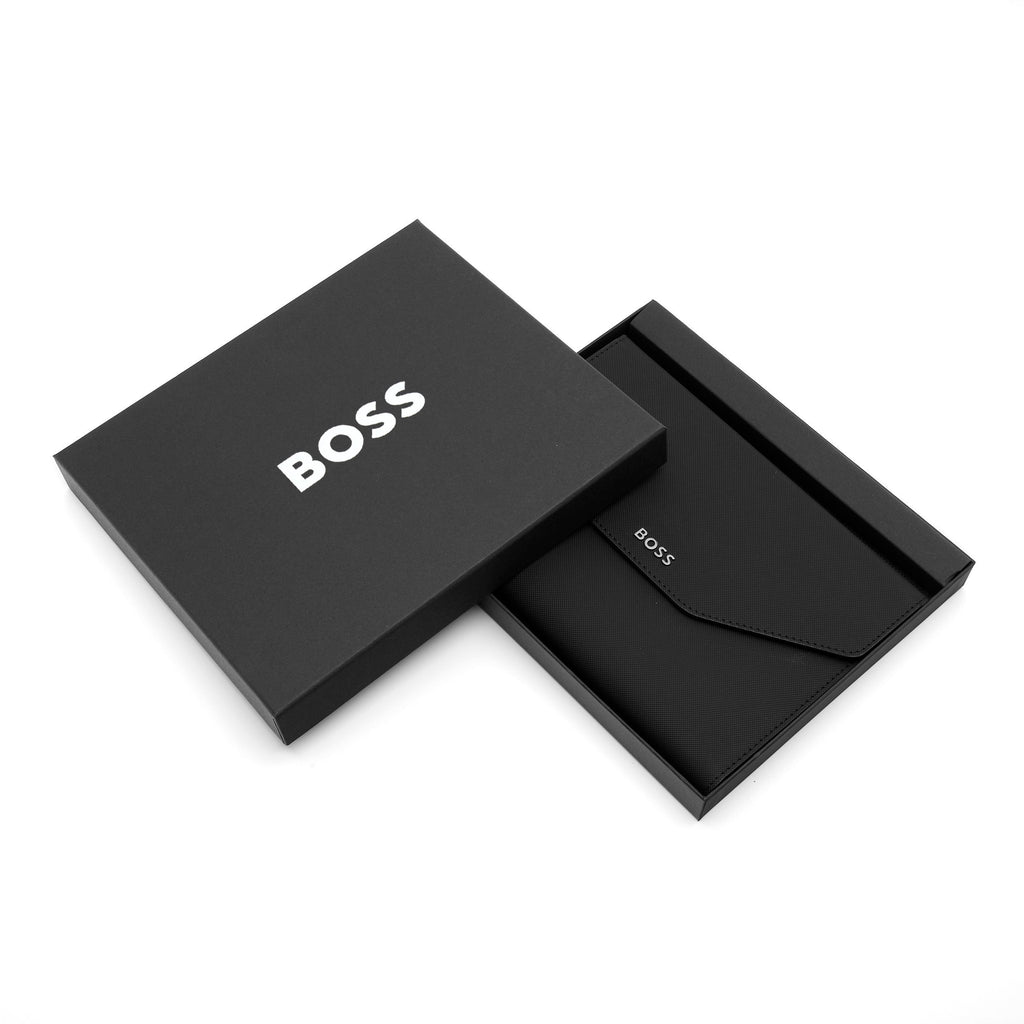 Men's envelope shape folder BOSS Black A5 Folder Rive in grid texture 