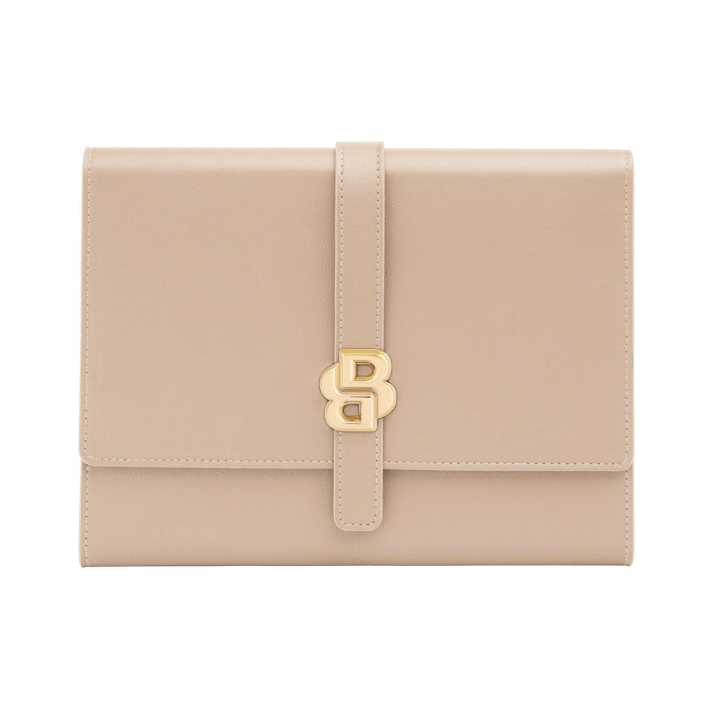  BOSS ladies' nude color A5 folder with gold-plated Double B logo