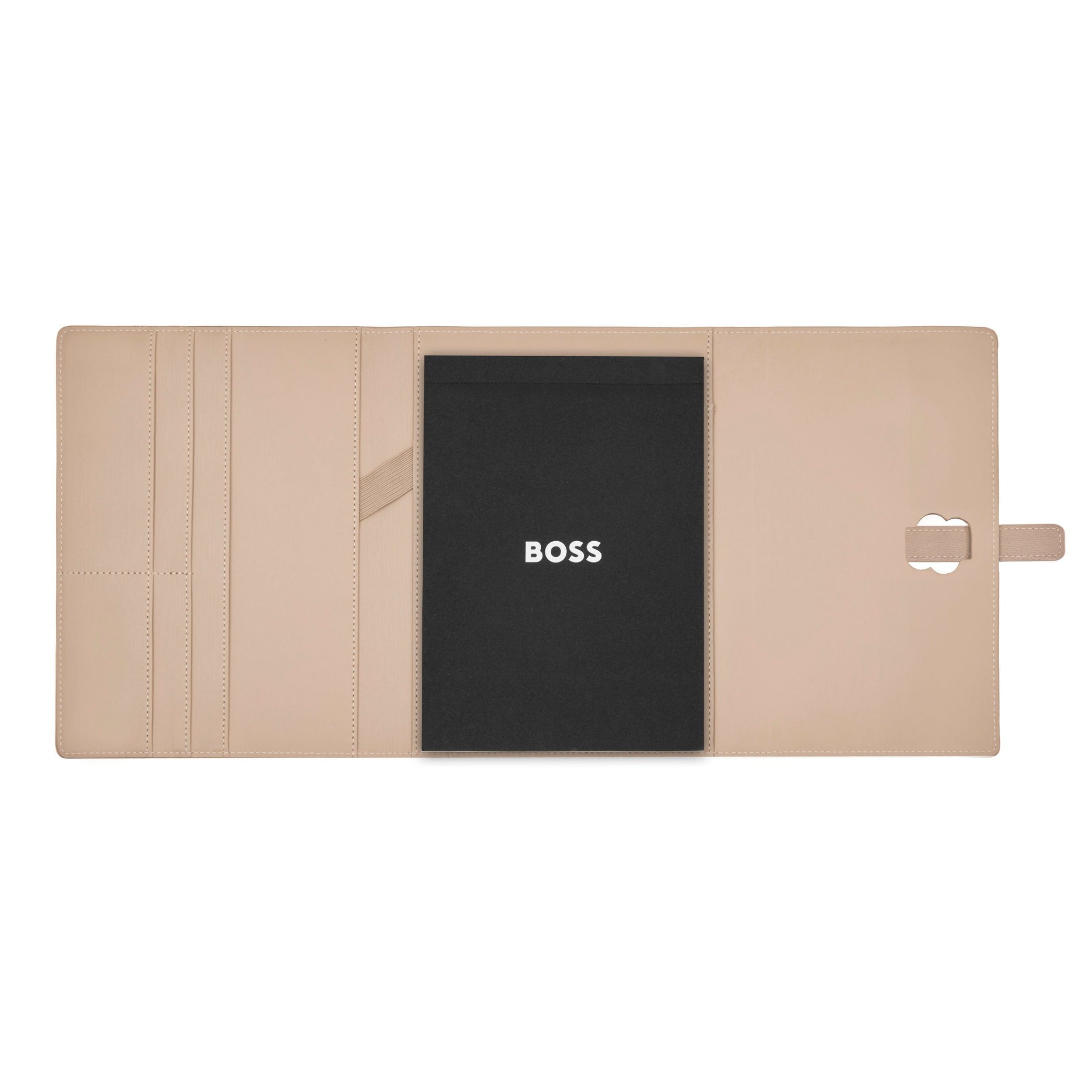 BOSS ladies' nude color A5 folder with gold-plated Double B logo