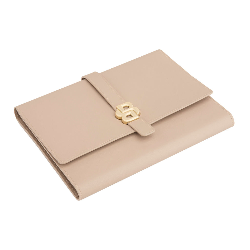 BOSS ladies' nude color A5 folder with gold-plated Double B logo