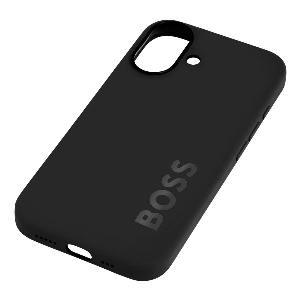 HUGO BOSS black rubberized phone case for iPhone 16 Edge