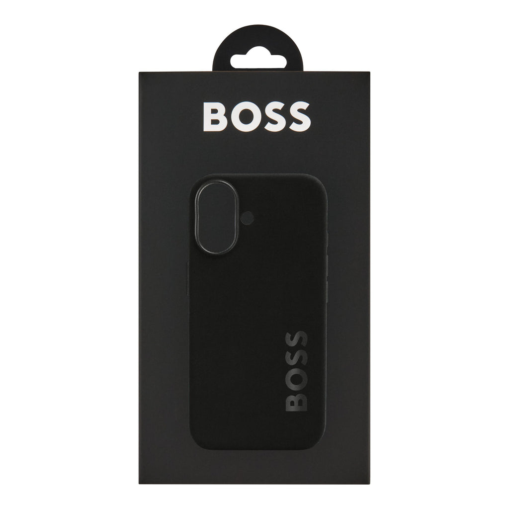 HUGO BOSS black rubberized phone case for iPhone 16 Edge