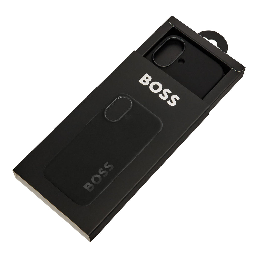 HUGO BOSS black rubberized phone case for iPhone 16 Edge