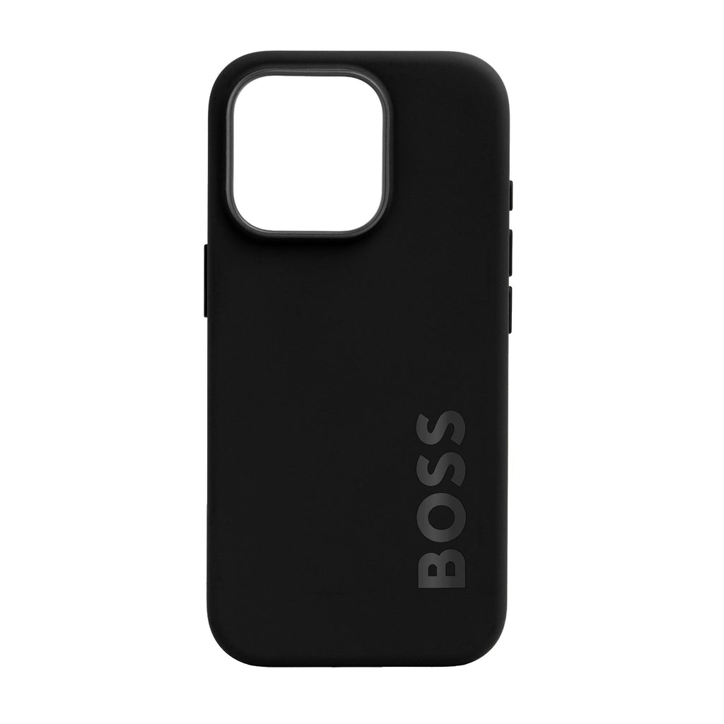 BOSS black silicone phone case with embossed logo for iPhone 16 Pro Edge 