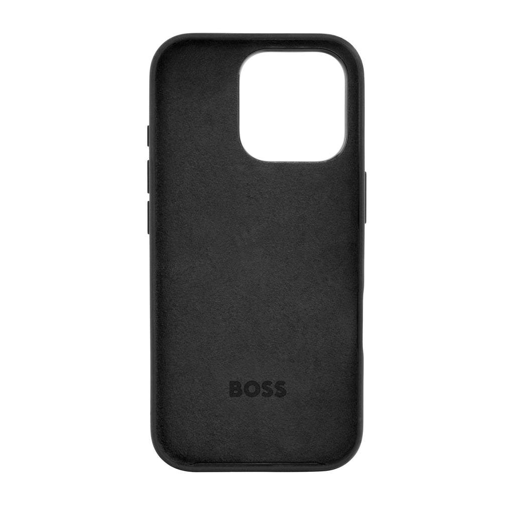 BOSS black silicone phone case with embossed logo for iPhone 16 Pro Edge 
