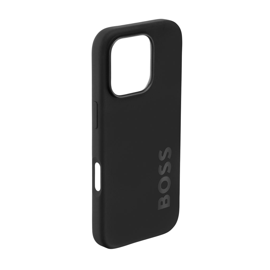 BOSS black silicone phone case with embossed logo for iPhone 16 Pro Edge 