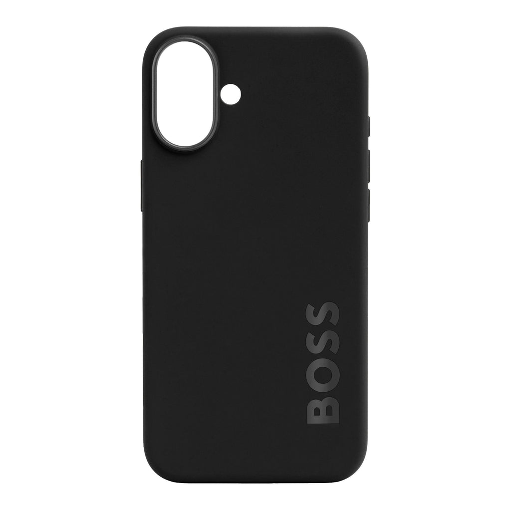BOSS black phone case for iPhone 16 Plus Edge with embossed logo