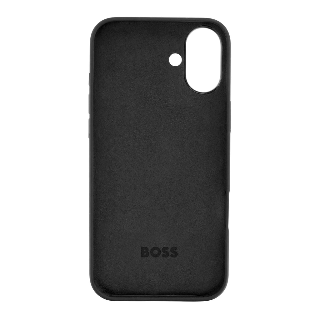BOSS black phone case for iPhone 16 Plus Edge with embossed logo