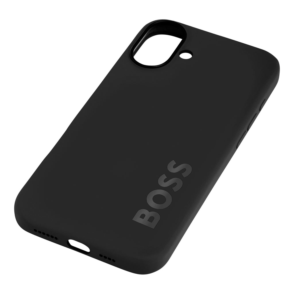 BOSS black phone case for iPhone 16 Plus Edge with embossed logo