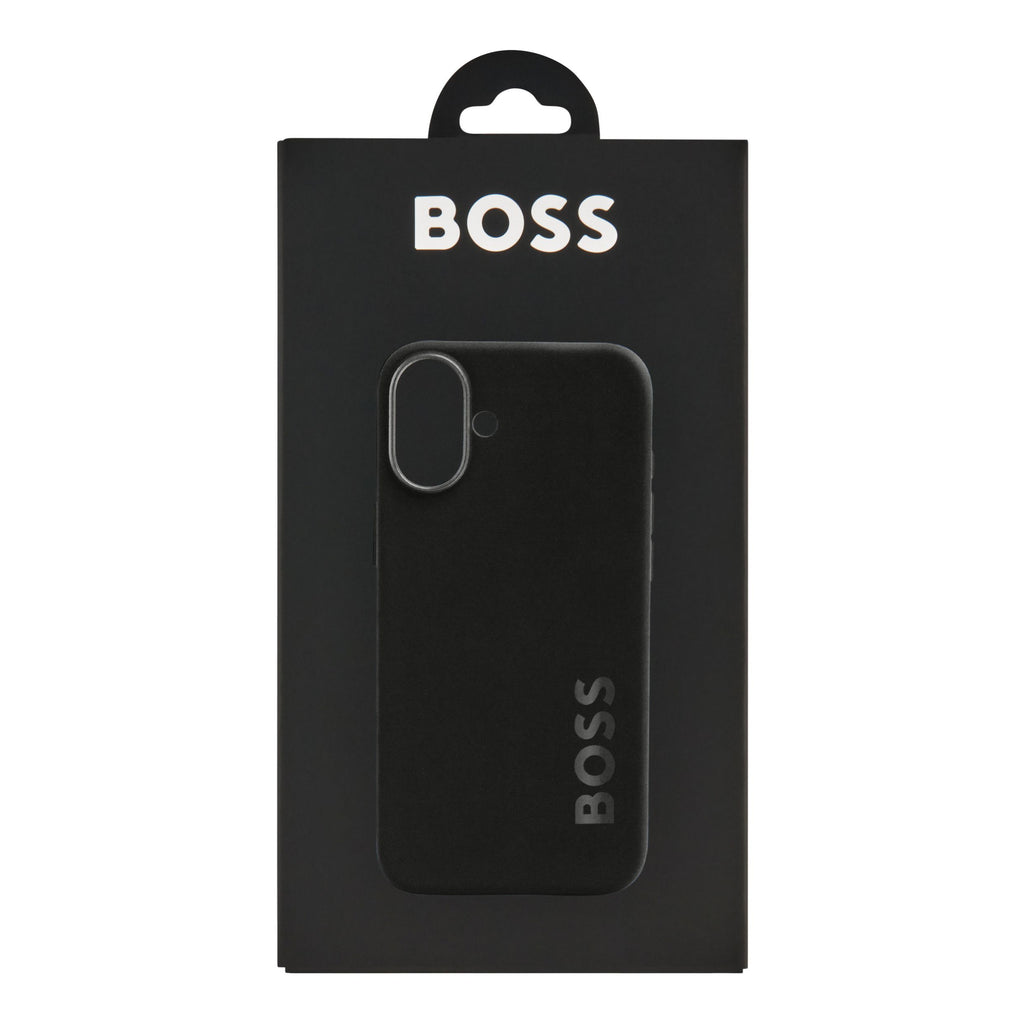 BOSS black phone case for iPhone 16 Plus Edge with embossed logo