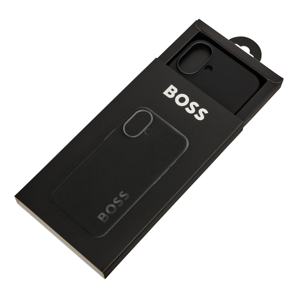 BOSS black phone case for iPhone 16 Plus Edge with embossed logo