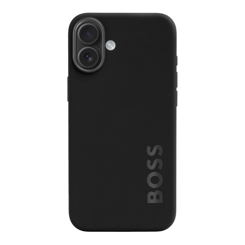 BOSS black phone case for iPhone 16 Plus Edge with embossed logo