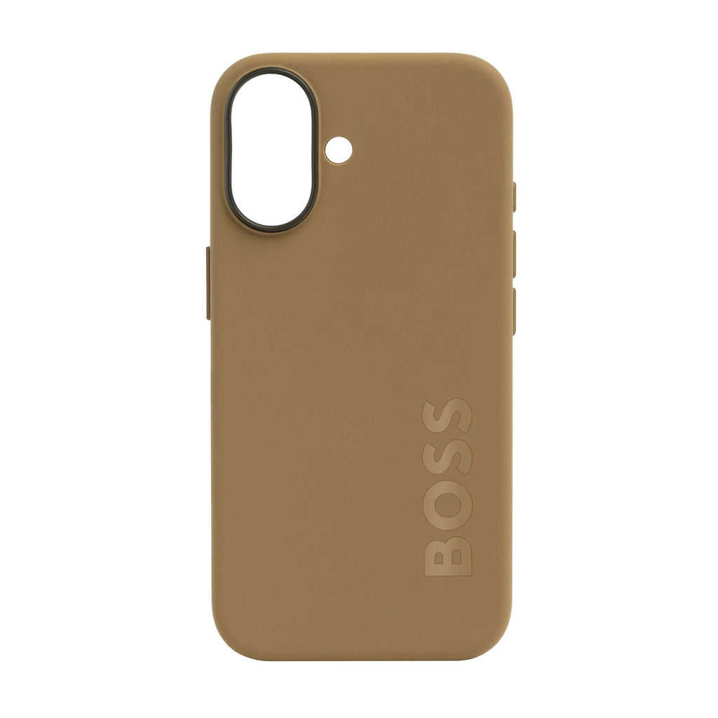 HUGO BOSS camel color silicone phone case for iPhone 16 Edge