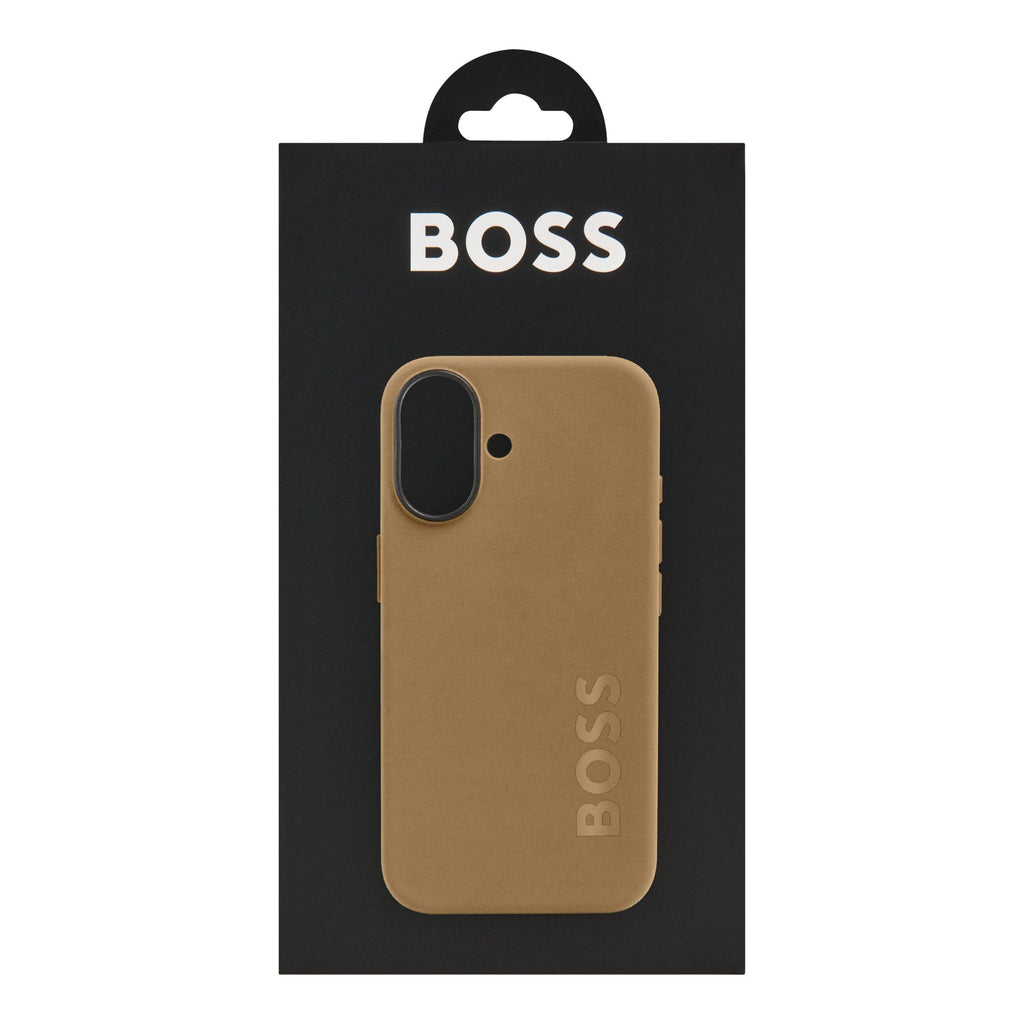 HUGO BOSS camel color silicone phone case for iPhone 16 Edge