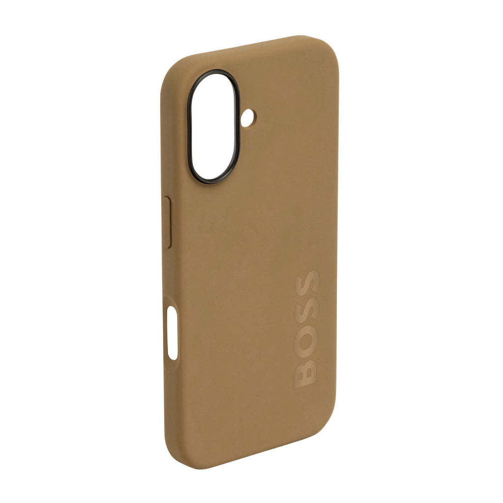 HUGO BOSS camel color silicone phone case for iPhone 16 Edge