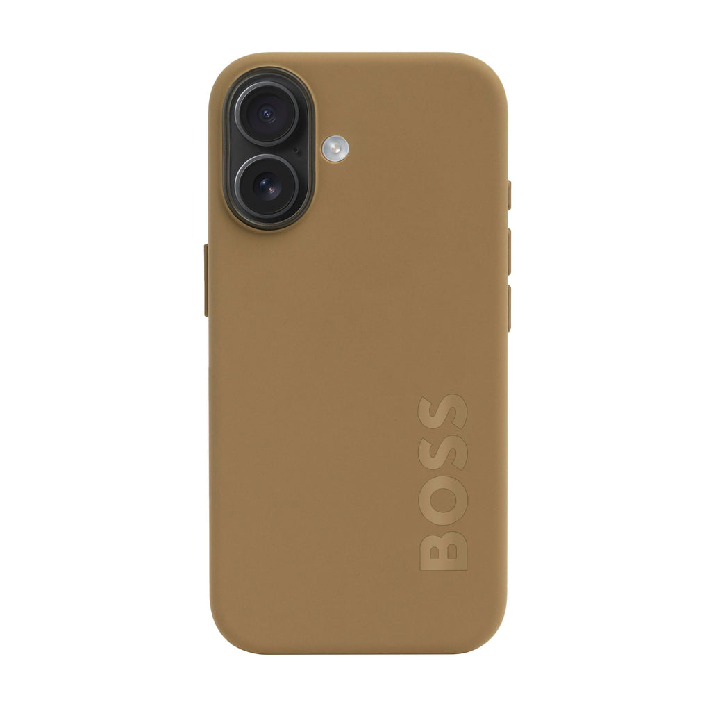 HUGO BOSS camel color silicone phone case for iPhone 16 Edge