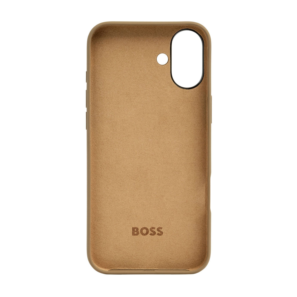 Gift for men BOSS camel color phone case for iPhone 16 Plus Edge