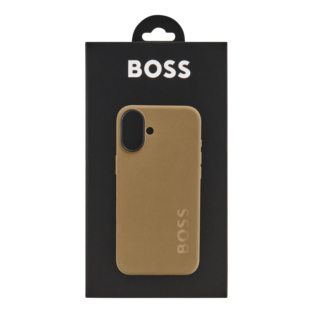 Gift for men BOSS camel color phone case for iPhone 16 Plus Edge
