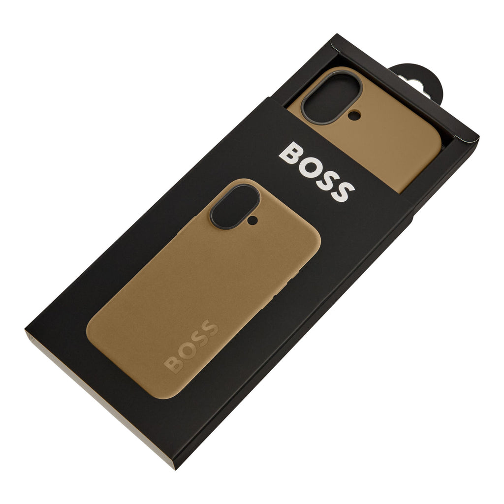 Gift for men BOSS camel color phone case for iPhone 16 Plus Edge