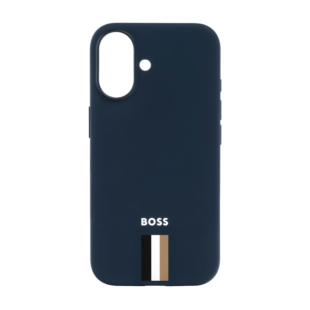 BOSS navy silicone protective case for iPhone 16