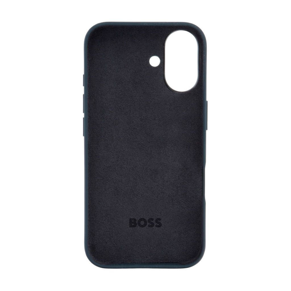 BOSS navy silicone protective case for iPhone 16