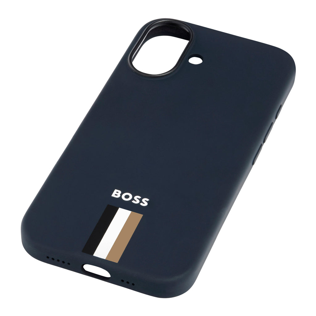 BOSS navy silicone protective case for iPhone 16