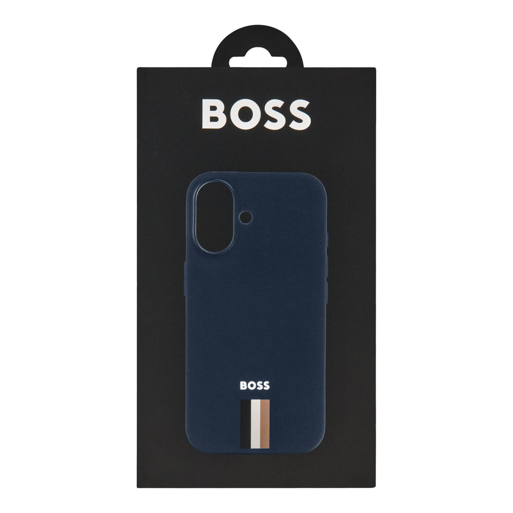 BOSS navy silicone protective case for iPhone 16